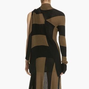 Marques Almeida Draped One Sleeve Ribbed Stripe Asymmetrical Sweater large